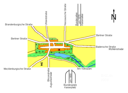 Wilmersdorf im 19. Jahrhundert mit den heutigen Straßennamen