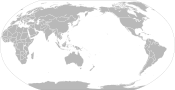 Mapa centrovaná na Tichý oceán (často používaná ve Východní Asii a Oceánii)