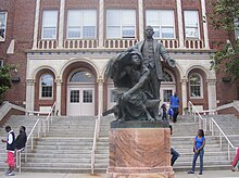 The high school that King attended was named after African-American educator Booker T. Washington. Booker T. Washington High School in Atlanta.jpg