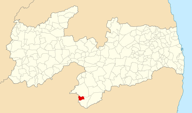 Localização de Zabelê na Paraíba