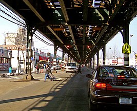 Broadway under the IRT Broadway-Seventh Avenue Line's elevated structure in the Bronx Broadway under 1 subway.jpg