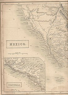 Map showing Alta California in 1838, when it was a sparsely populated Mexican province[51]