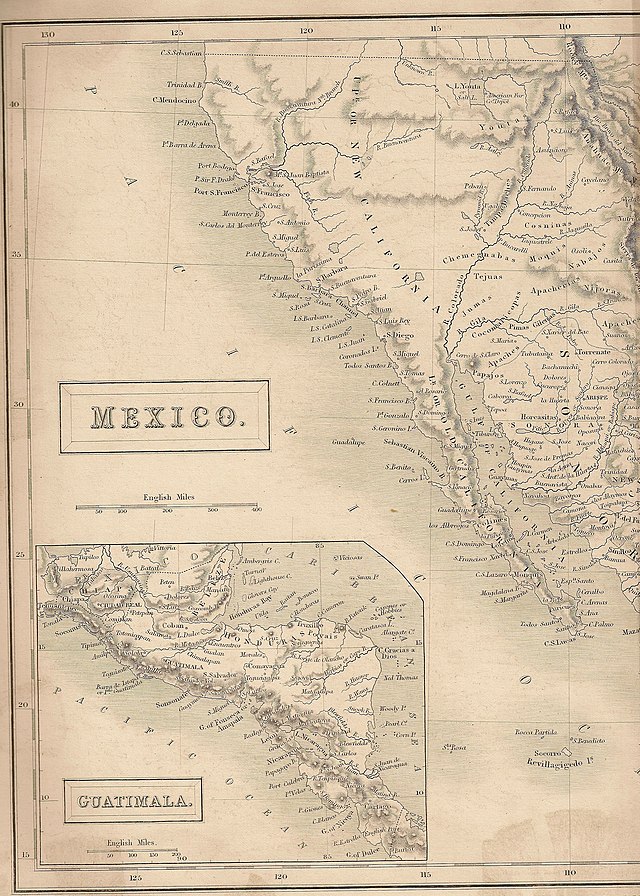 Mapa nga nagpakita sa Utah kaniadtong 1838 kung bahin kini sa Mexico, Britannica 7 nga edisyon