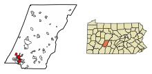 Cambria County Pennsylvania Sisällytetyt ja rekisteröimättömät alueet Johnstown Highlighted.svg