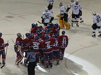 The Montreal Canadiens celebrating