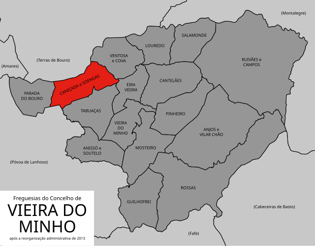 Localização no município de Vieira do Minho