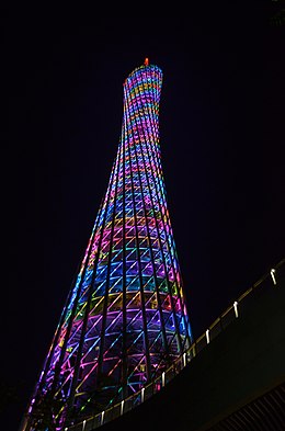 Canton Tower, Guangzhou, CN Lit up at night.jpg
