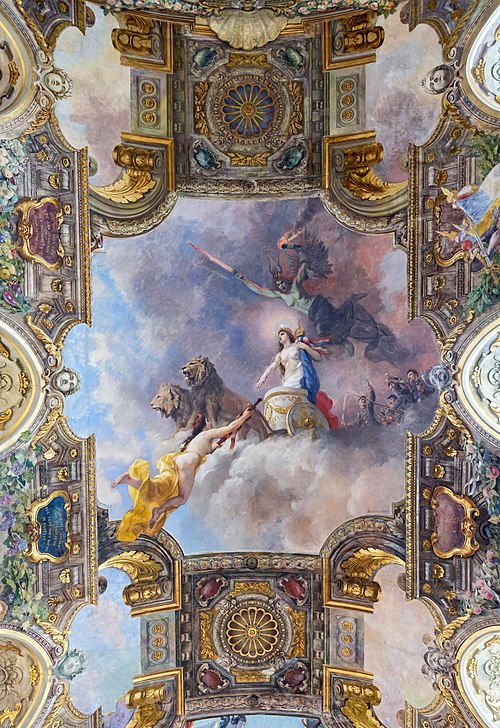 Ceiling painting, by Jean-André Rixens. Salle des Illustres, Le Capitole, Toulouse, France