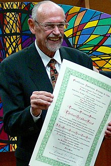 Portrait (cropping) of Carl Gerold Fürst (2010) receiving an honorary doctorate from the Pontifical Oriental Institute in Rome