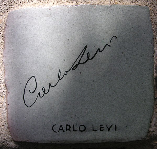 Tile autographed by Carlo Levi at Alassio