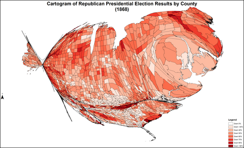 CartogramRepublicanPresidentialCounty1868Colorbrewer.gif