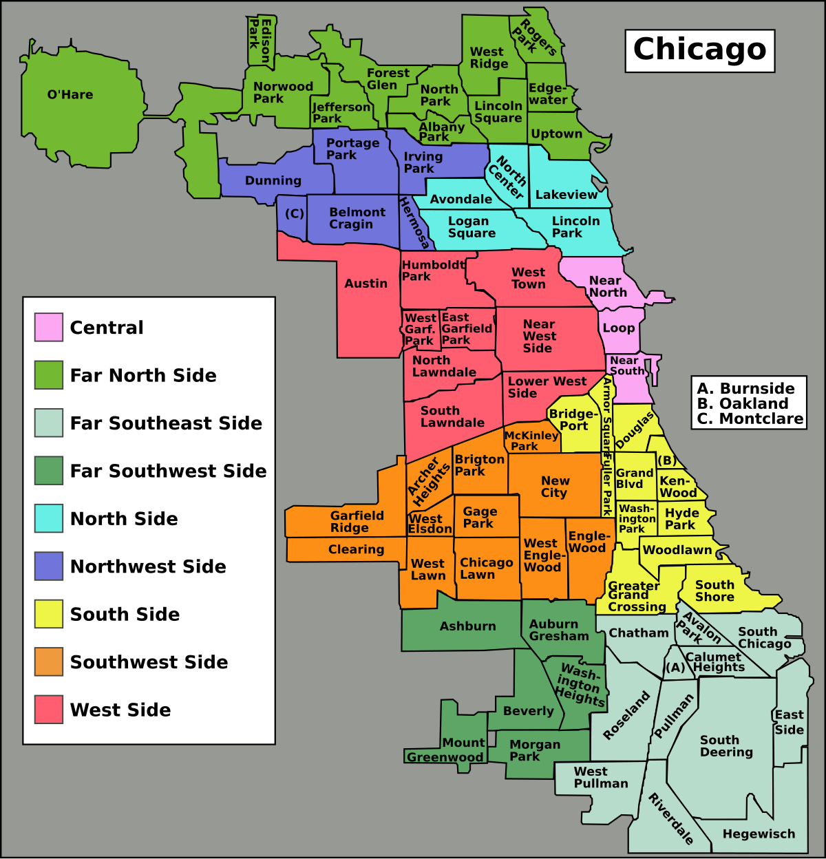 Chicago Area Map With Suburbs Community Areas In Chicago - Wikipedia