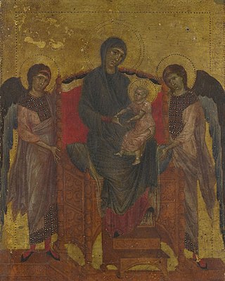<i>Virgin and Child with Two Angels</i> (Cimabue) Painting by Cimabue