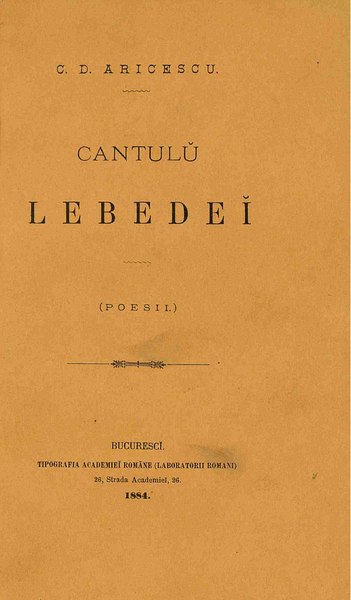 File:Constantin D. Aricescu - Cantulŭ lebedeĭ - (Poesii).pdf