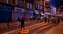 Stand-off between rioters and police in Croydon Croydon Riots 2011.jpg