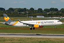 D-ATCD Airbus A321-200 Condor Flugdienst I Love Sentido DUS 2018-09-01 (3a) (43588181340).jpg