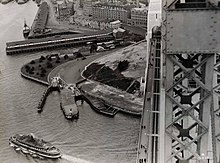 Dawes Point and Sydney Cove from the Sydney Harbour Bridge shortly after its opening in March 1932 Dawes Point and the Rocks from Sydney Harbour Bridge.jpg