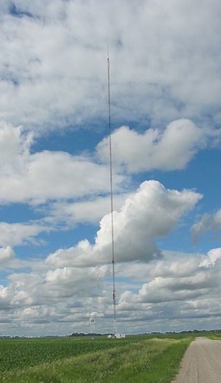 <span class="mw-page-title-main">KCCI Tower</span> Guyed TV tower in Alleman, Iowa, United States