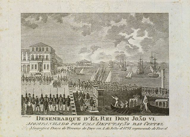 King John disembarks in Lisbon in 1821, after 13 years in Brazil