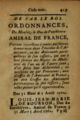 Duc de Penthièvre Amiral.- Injonction de déclarer les Nègres résidants en France. Le code noir, 1767
