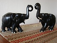 Elephant carvings from Sri Lanka, probably Gabon ebony (D. crassiflora) Ebony elefant.JPG