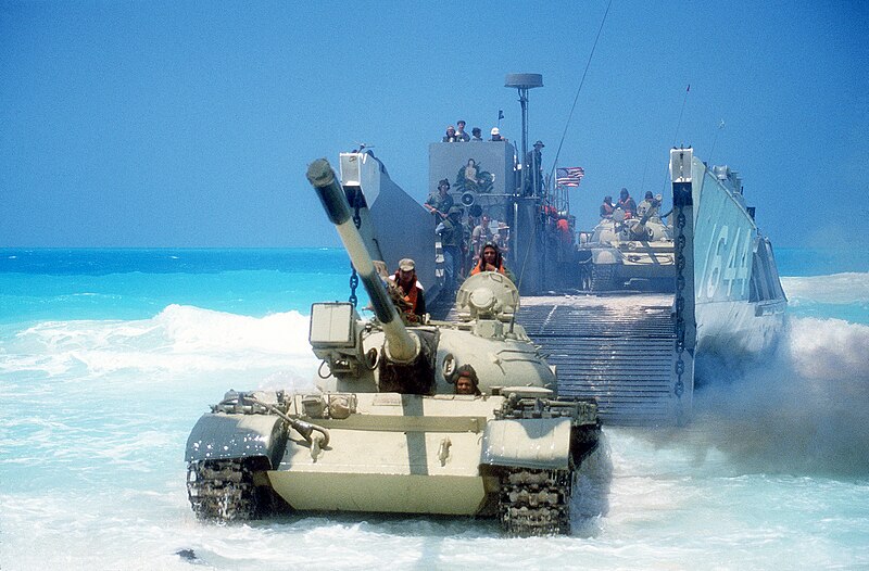 File:Egyptian T-55 tank disembarking LCU-1644 during Exercise Bright Star 1985 DF-ST-86-08080.jpg