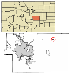 Расположение Калхана в округе Эль-Пасо, штат Колорадо
