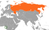 Location map for Equatorial Guinea and Russia.