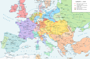 The national boundaries within Europe set by the Congress of Vienna (Source: Wikimedia)