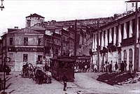 Lantaarntram van de Putilov-fabriek bij het eindstation "Skoba" in Nizhny Novgorod