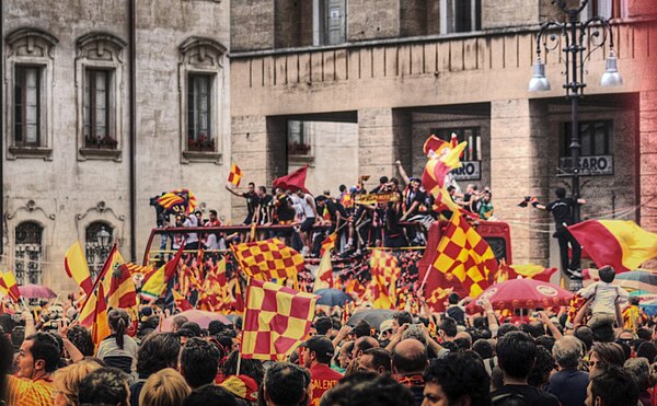 Fans celebrating the club's eighth promotion to Serie A in May 2010