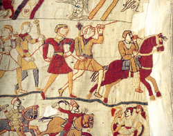 Fleeing English troops: the final surviving scene of the tapestry