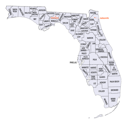 Map of Florida's counties: click to enlarge