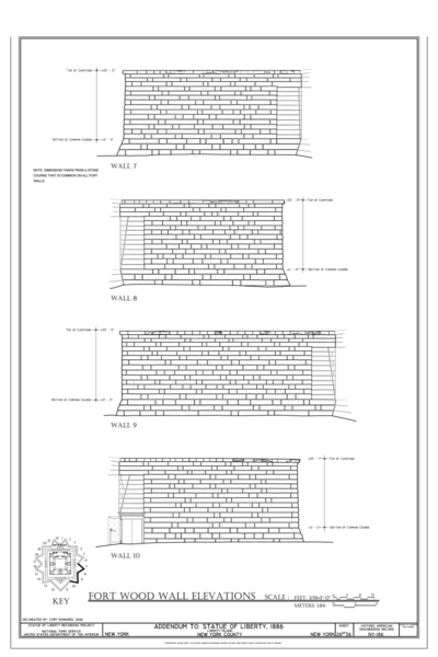 File:Fort Wood Wall Elevations - Statue of Liberty, Liberty Island, Manhattan, New York, New York County, NY HAER NY,31-NEYO,89- (sheet 26 of 36).png