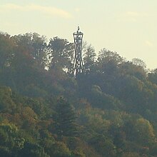 Castle Hill Tower seen from Eichhalde Freiburg Schlossbergturm von Eichhalde Oktober 2009.JPG