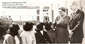 U.S. Representative Montgomery's 1969 visit to Choctaw Central High. GV Sonny Montgomery.jpg