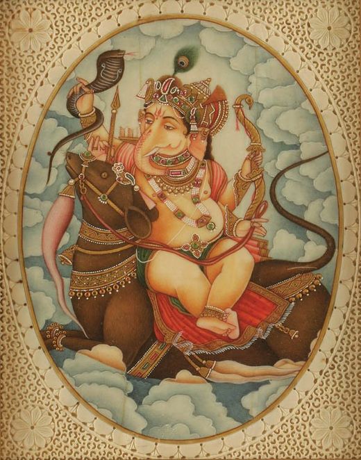 Ganesha met zijn vahana Mushika
