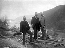 Charles Doolittle Walcott, John Wesley Powell, and Sir Archibald Geikie on a geological field excursion to Harpers Ferry, West Virginia, May 1897.