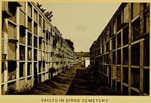 Row of crypts in Girod Cemetery, 1885 Girod Cemetery Vaults New Orleans 1885.jpg