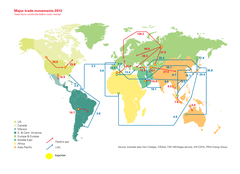 Image 75The global natural gas trade in 2013. Numbers are in billion cubic meters per year (from Natural gas)