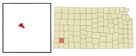 Grant County Kansas Incorporated and Unincorporated areas Ulysses Highlighted.svg