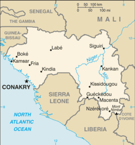 Kart over Republikken Guinea