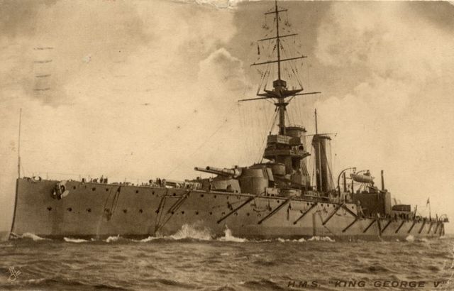 A postcard of King George V underway, about 1913