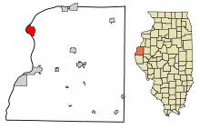 Hancock County Illinois Incorporated and Unincorporated areas Nauvoo Highlighted.svg