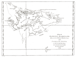 1773 Map by John Hawkesworth and John Byron showing Richard Hawkins' apparent discovery of the Falklands Hawkesworth-Byron-Map.PNG