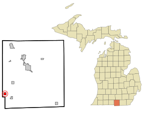 Hillsdale County Michigan Incorporated and Unincorporated areas Montgomery Highlighted.svg