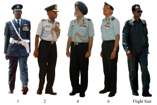 De flesta samväldesländer och tidigare brittiska kolonier har flygvapenuniformer liknande RAF. Här uniformer från Indiens flygvapen.