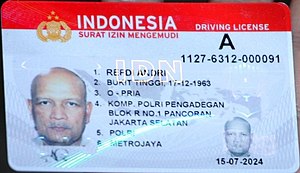 Front side of the license Indonesian Driving License.jpg