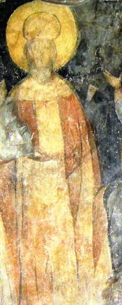 Contemporary mural portrait of Ivan Alexander from the Rock-hewn Churches of Ivanovo