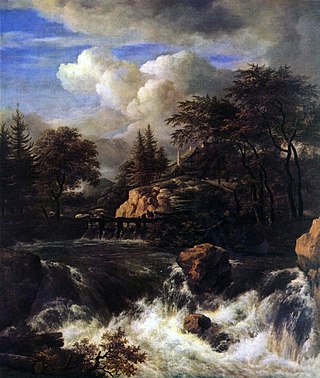 <i>A Waterfall in a Rocky Landscape</i> Painting by Jacob van Ruisdael